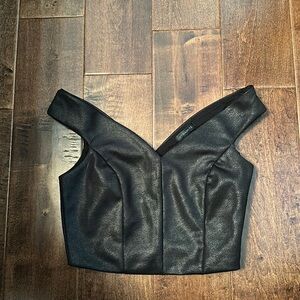 Dynamite off the shoulder faux leather crop top